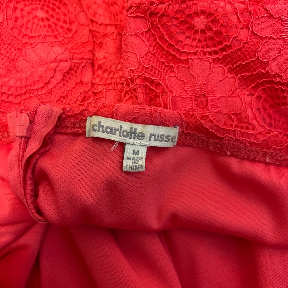 Strapless Coral Cocktail Dress Medium read description - Picture 6 of 14